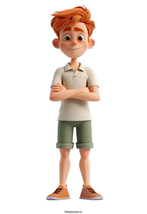 [Transparent Background PNG]3D rendering of a cute cartoon boy