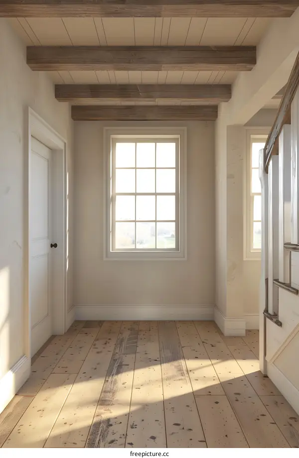 Modern Farmhouse Style Interior Design with Wooden Beams