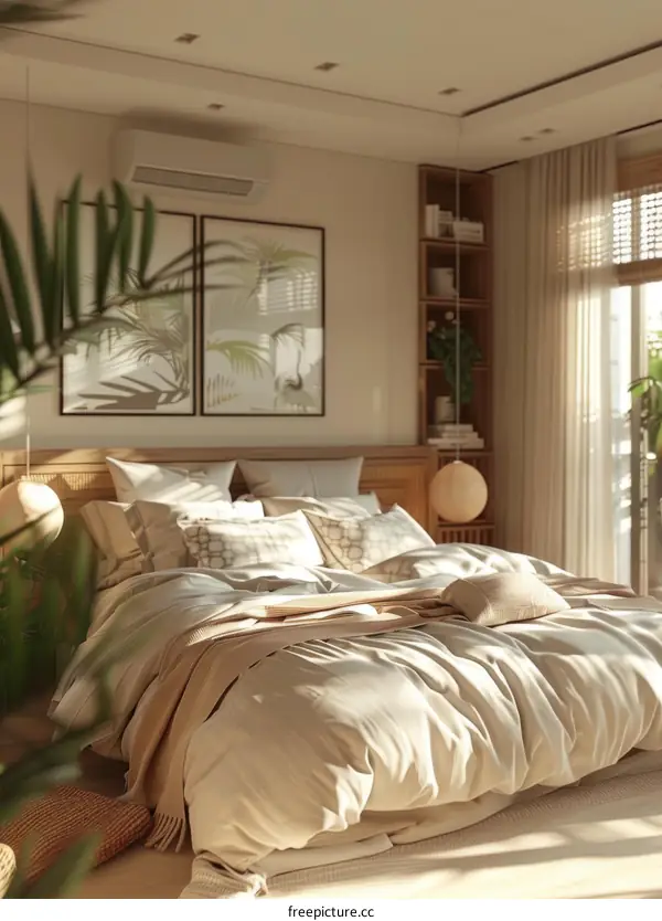 Beige Minimalist Bedroom Interior Design