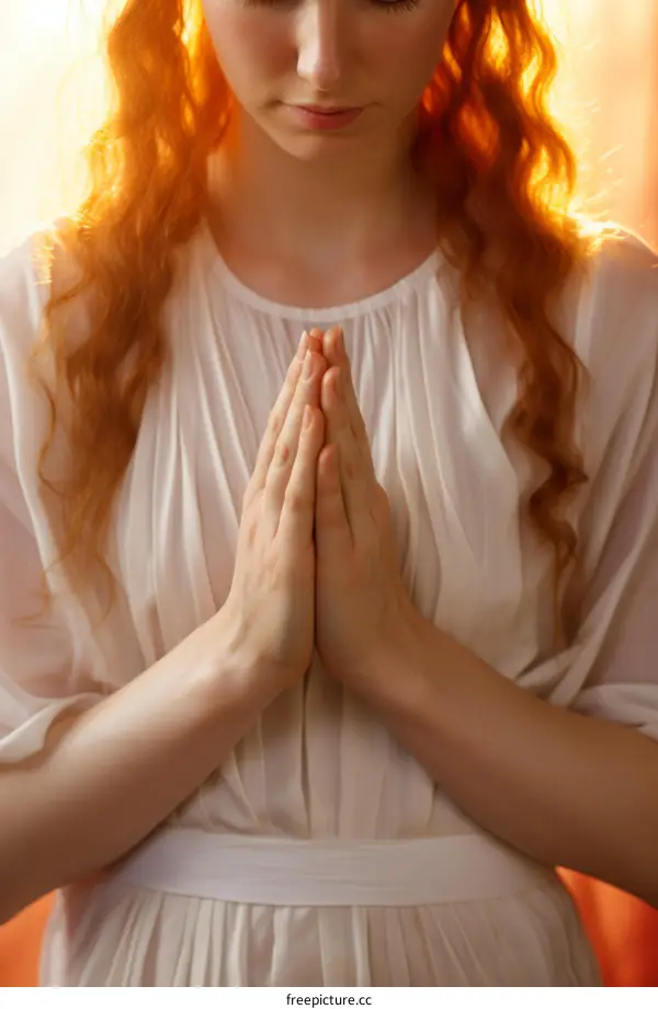 Redhead woman praying