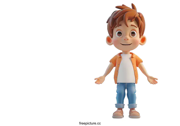 [Transparent Background PNG]Smiling Cartoon Boy Character Illustration
