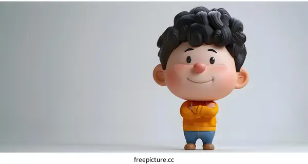 3D rendering of a cute cartoon boy