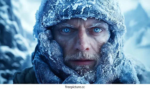 Frozen Man in the Snowy Mountains