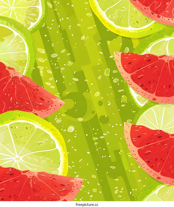 Lime and Grapefruit Slices Illustration