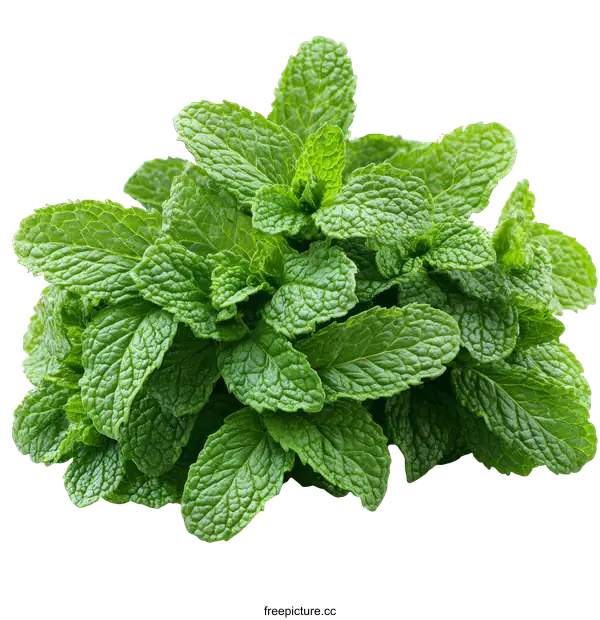 [Transparent Background PNG]Fresh Mint Leaves Close-up