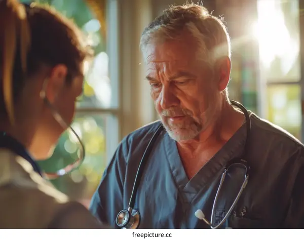 Portrait of a male doctor wearing a stethoscope around his neck