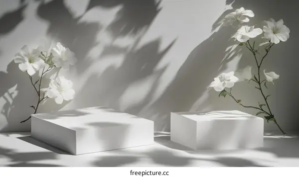 White Flower Display Minimalist Stage
