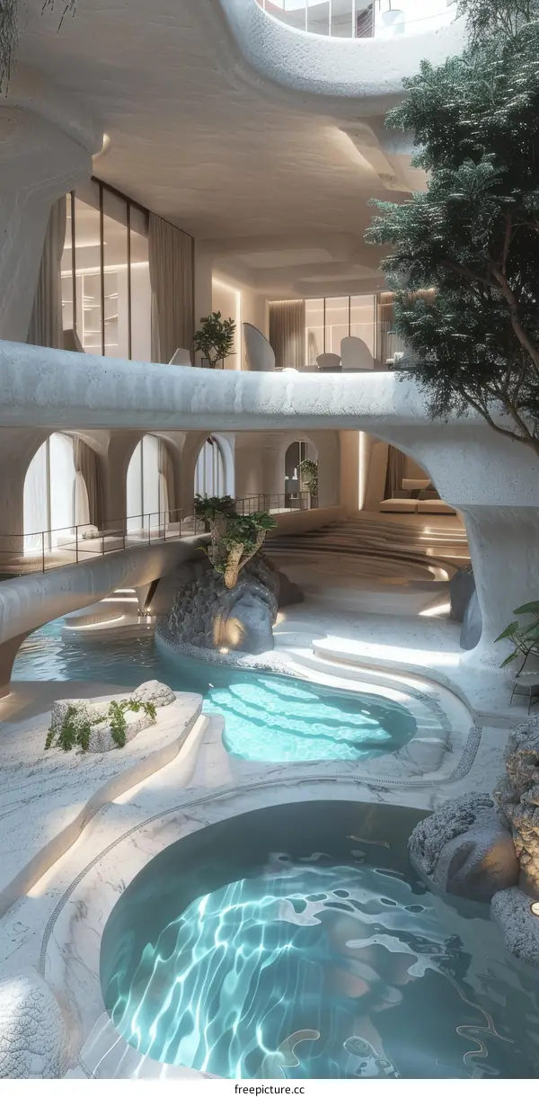 Modern Cave House Interior Design with Pool