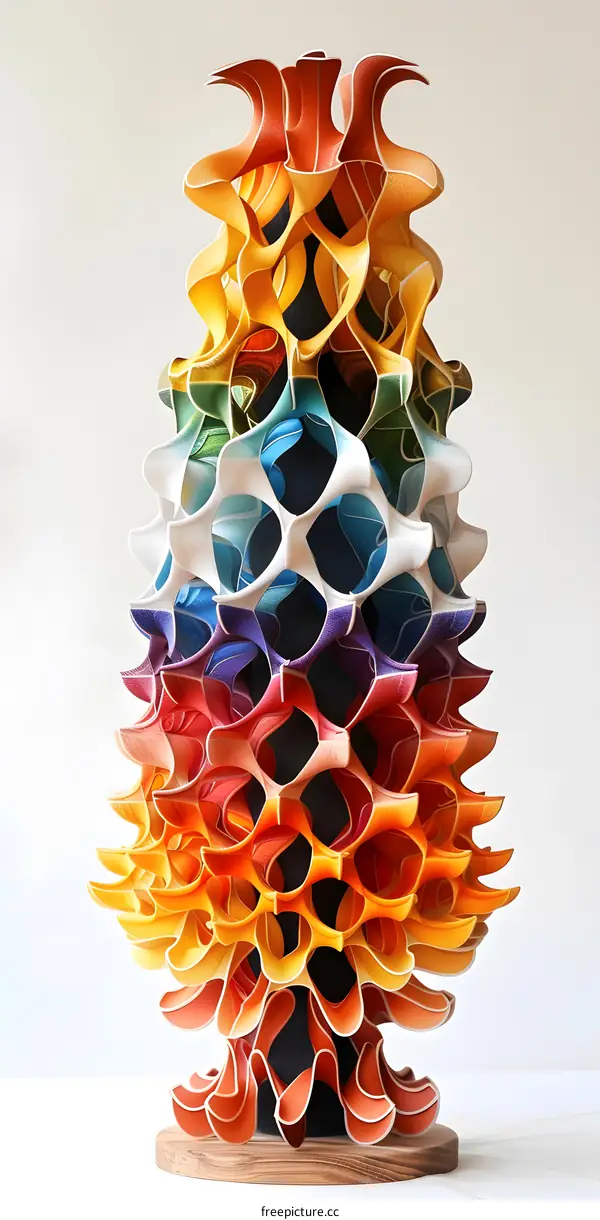 Rainbow sculpture made of laser-cut wood