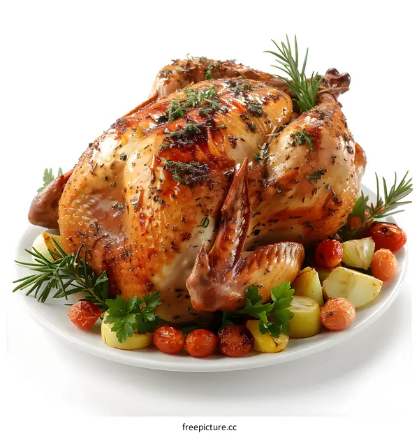 Roasted Turkey on White Plate
