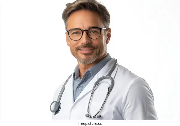 Closeup Portrait of a Caucasian Male Doctor