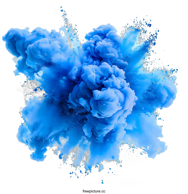 [Transparent Background PNG]Blue Ink Explosion on White Background