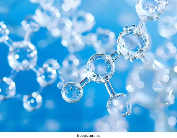 Close Up Of Molecular Model With Blue Background