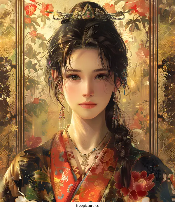 Portrait of a young woman in traditional Chinese clothing