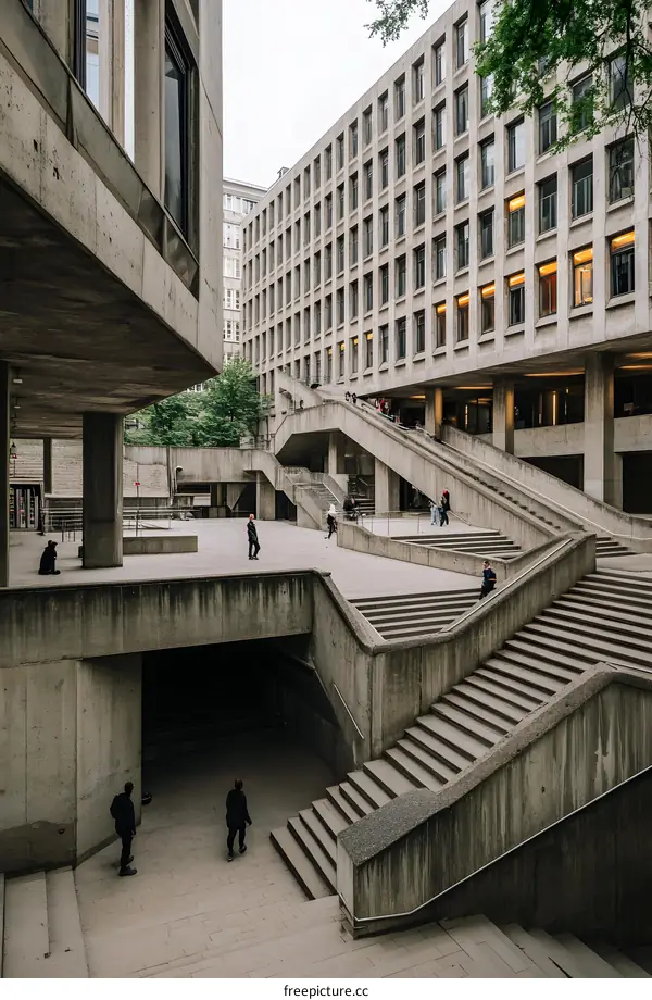 Concrete Staircase and Building Architecture