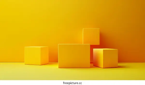Abstract Yellow Geometric Shapes Minimalist Background