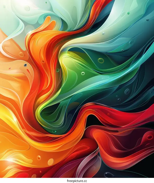 Vibrant Fluid Abstract Art with Dynamic Brushstrokes and Energy