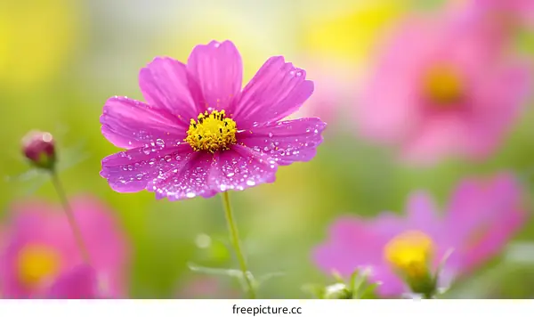 Beautiful Pink Cosmos Flower in Nature