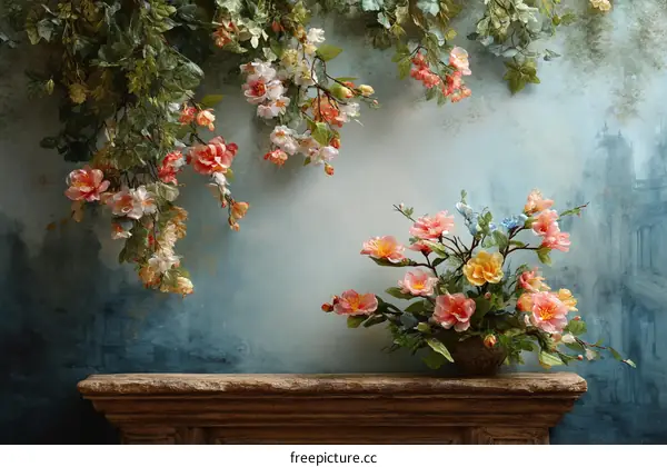 Floral Arrangement Against a Vintage Backdrop