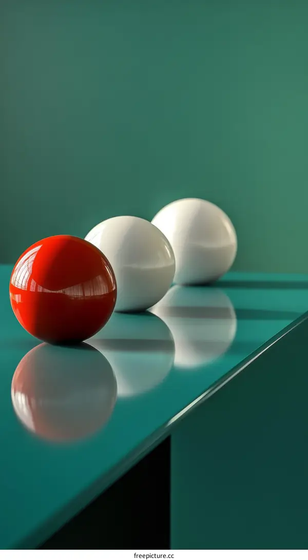 Three Colorful Balls on a Teal Surface