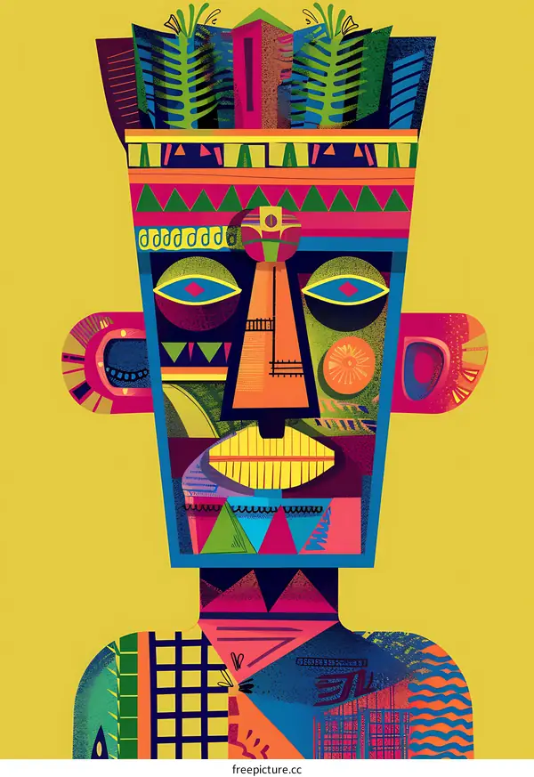 Abstract Tribal Art Illustration With Geometric Patterns