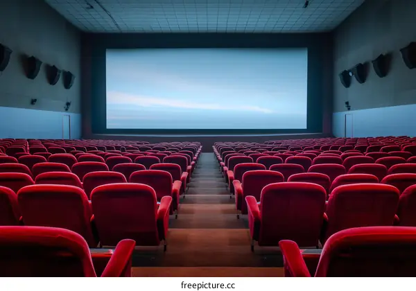 Empty Red Velvet Seats in a Movie Theater