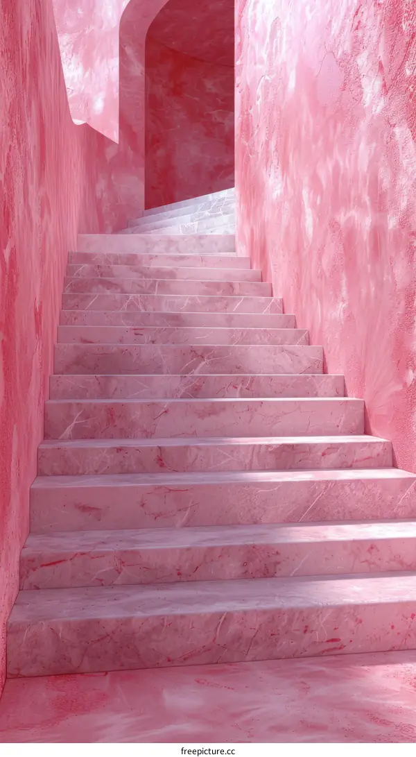 Pink Marble Stairs in a Modern Architectural Design