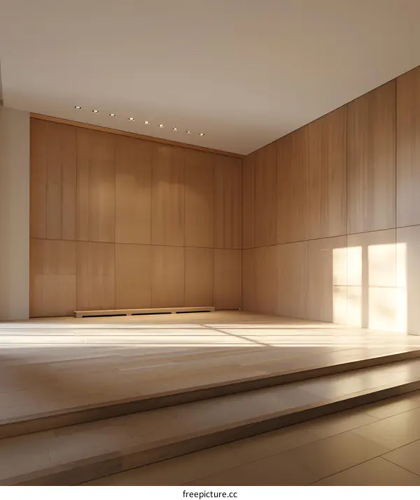 Minimalist Modern Empty Wooden Room With Natural Light