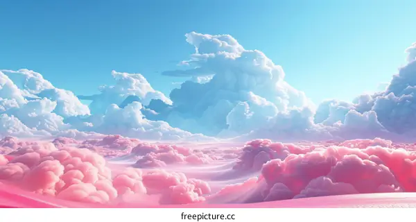 Dreamy Pink Sky with Pastel Clouds