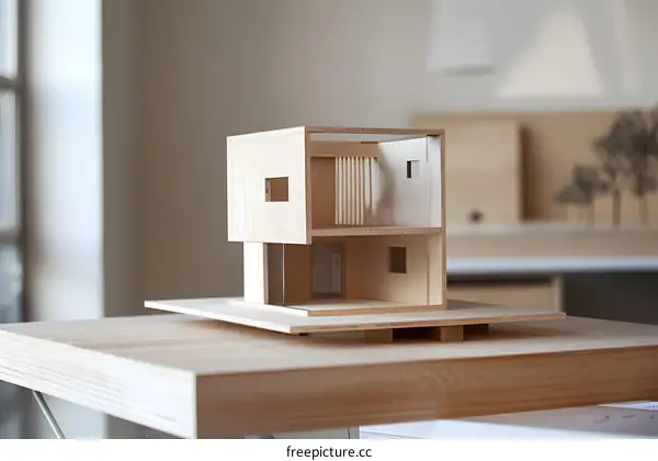 Simple Wooden Model of a Two Story House