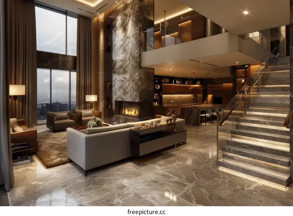 Luxury Modern Apartment Interior with Open Floor Plan