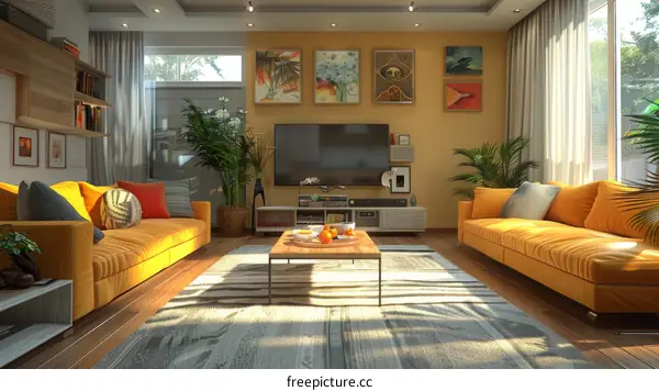 Scandinavian Style Living Room with Natural Light