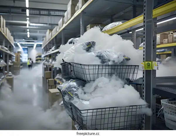 Dry Ice Fog in a Warehouse