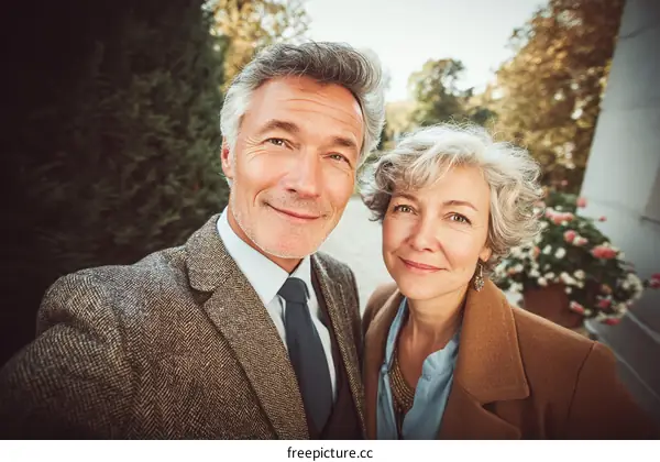 Portrait of a happy senior couple outdoors