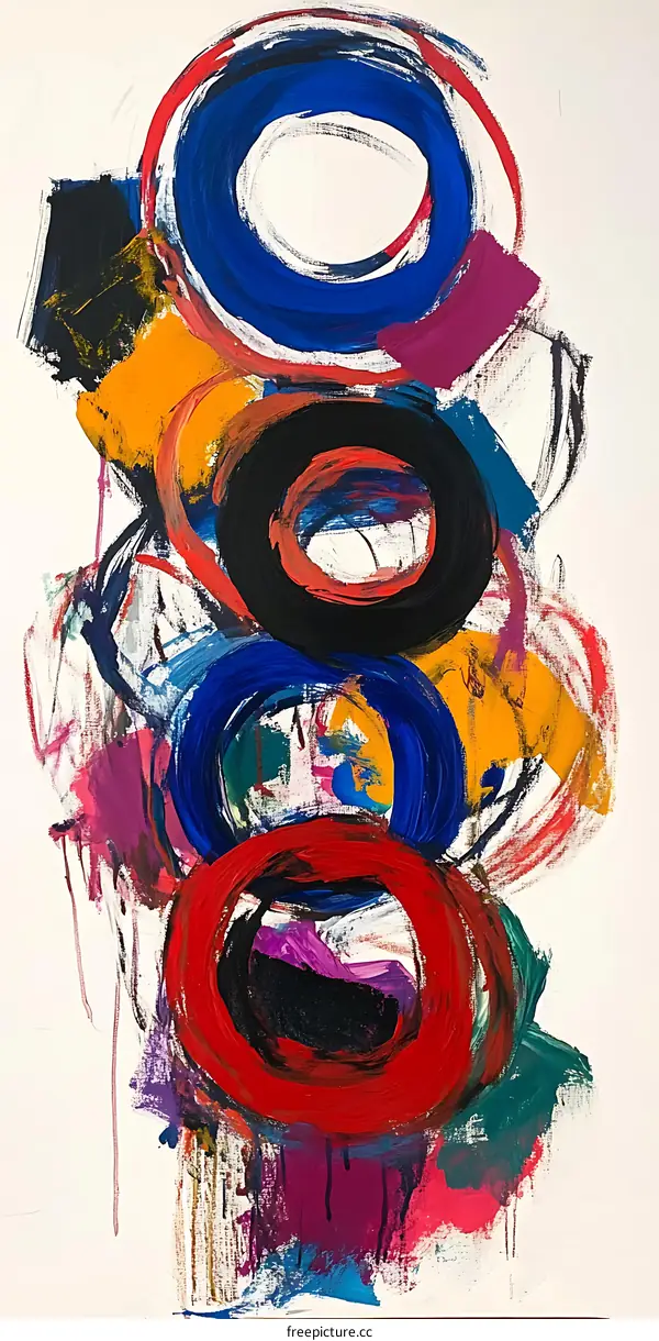 Abstract Painting With Colorful Circles