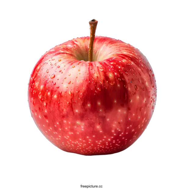 [Transparent Background PNG]A red apple with water drops on a white background