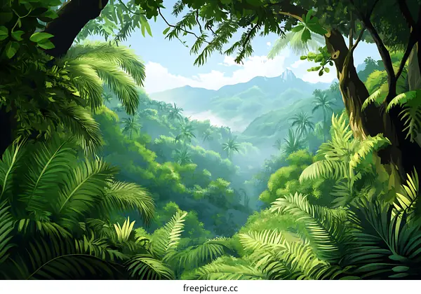 Lush Green Tropical Rainforest Landscape