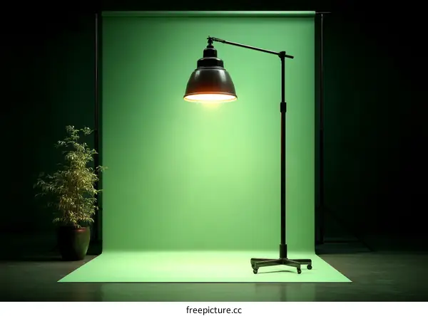 Green Screen Studio Scene with Floor Lamp