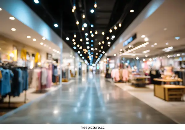 Blurred View of Shopping Mall Fashion Stores