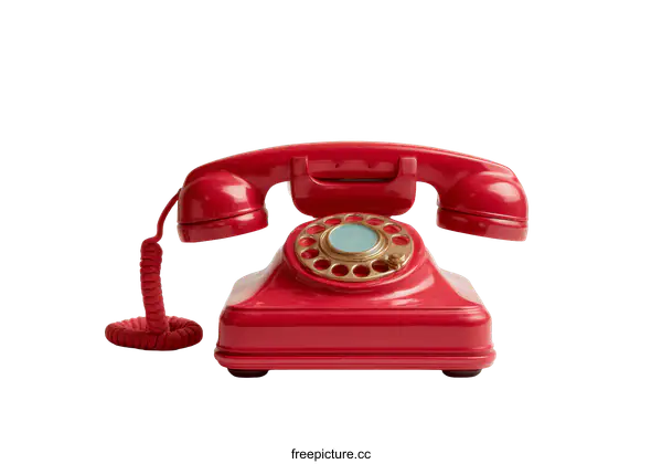 [Transparent Background PNG]Vintage Red Rotary Phone