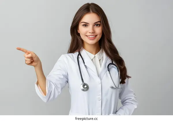 Female Doctor Pointing to the Future of Healthcare