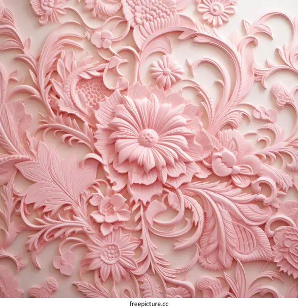 Feminine Pink Floral Damask Background