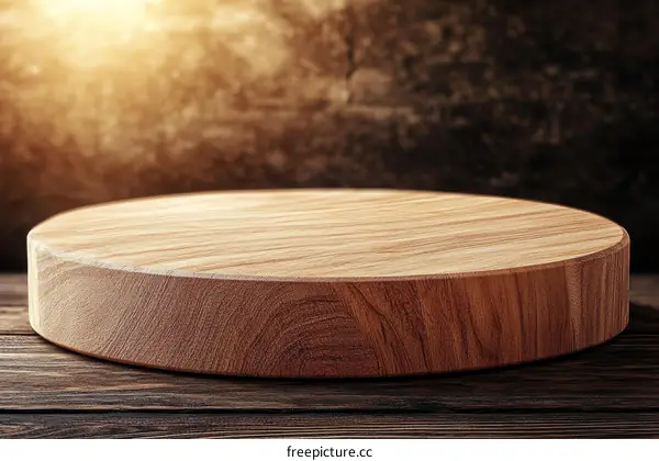 Wooden Round Display Platform Background