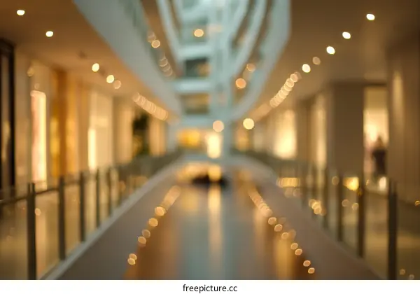 Blurred View of a Modern Shopping Mall Interior