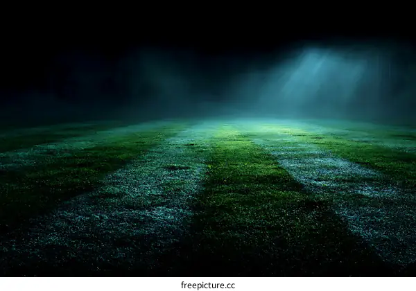 Mysterious Foggy Night Football Field