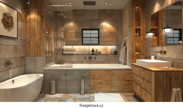 Rustic Bathroom with Wood Elements