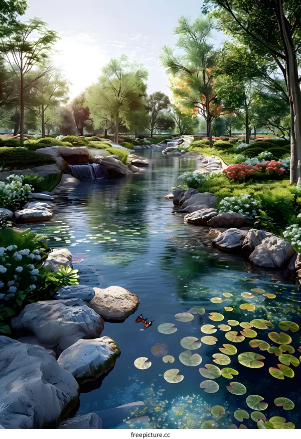 碧水映衬下的自然风光