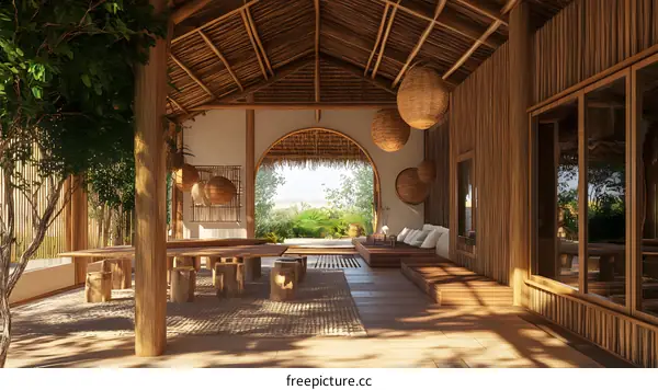 Tropical Wooden House Interior Design With Natural Light