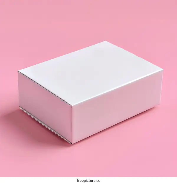 White Cardboard Box on Pink Background