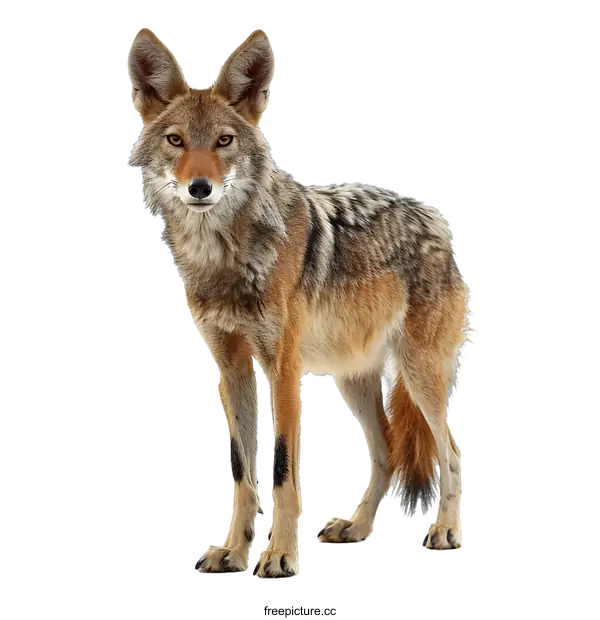[Transparent Background PNG]Coyote standing on white background